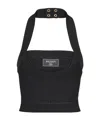 Balmain Ribbed Knit Halterneck Top In Black