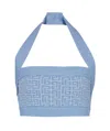 Balmain Monogram Sleeveless Top In Blue