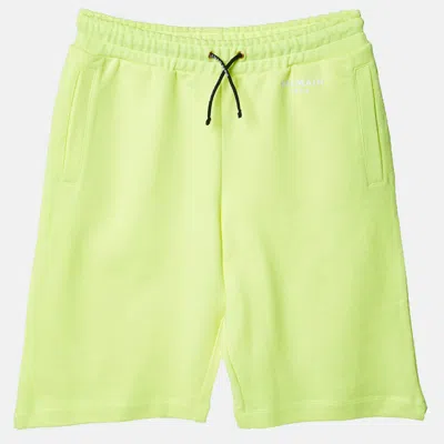 Pre-owned Balmain Neon Yellow Cotton Bermuda Shorts 14a Yrs