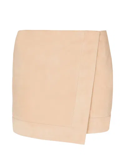 Balmain 스웨이드 미니 스커트 In Neutral