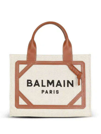 Balmain Neutral B-army Mini Canvas Bag In Neutrals
