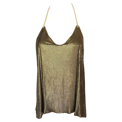 Pre-owned Balmain New  Runway S/s 2017 Gold Chainmail Halter Open Back Top In Brown