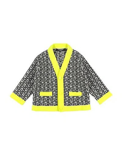 Balmain Babies'  Newborn Boy Cardigan Black Size 3 Merino Wool, Cashmere