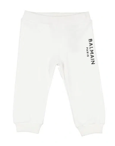 Balmain Babies'  Newborn Boy Pants White Size 3 Cotton, Elastane