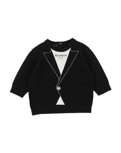 Balmain Babies'  Newborn Boy Sweater Black Size 3 Virgin Wool, Silk