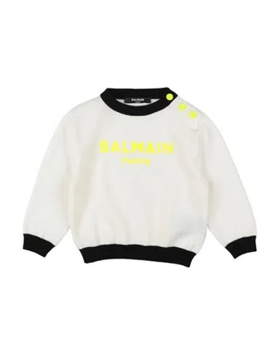 Balmain Babies'  Newborn Boy Sweater Cream Size 3 Virgin Wool, Polyester In White