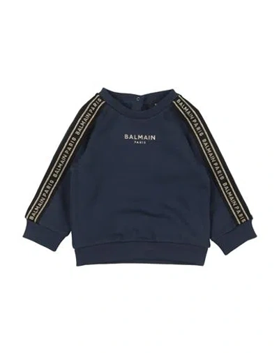 Balmain Babies'  Newborn Boy Sweatshirt Midnight Blue Size 3 Cotton, Polyester, Polyamide, Metallic Polyester