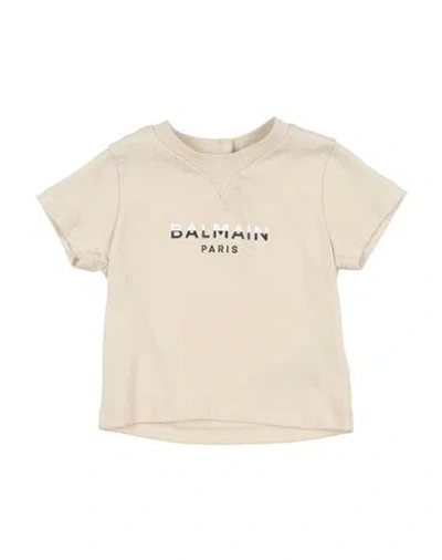 Balmain Babies'  Newborn Boy T-shirt Beige Size 3 Cotton, Elastane In Nude