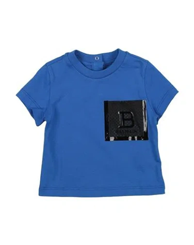 Balmain Babies'  Newborn Boy T-shirt Blue Size 3 Cotton, Polyester In Brown