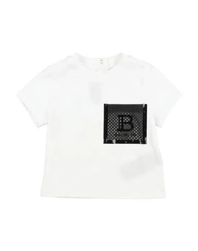 Balmain Babies'  Newborn Boy T-shirt White Size 3 Cotton, Polyester