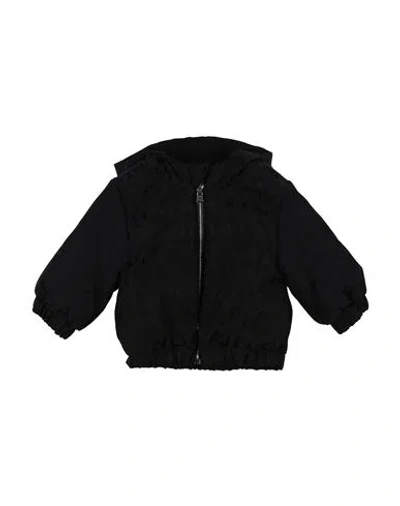 Balmain Babies'  Newborn Girl Jacket Midnight Blue Size 3 Polyamide, Cotton In Black