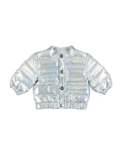 Balmain Babies'  Newborn Girl Puffer Silver Size 3 Polyamide, Polyester In Metallic