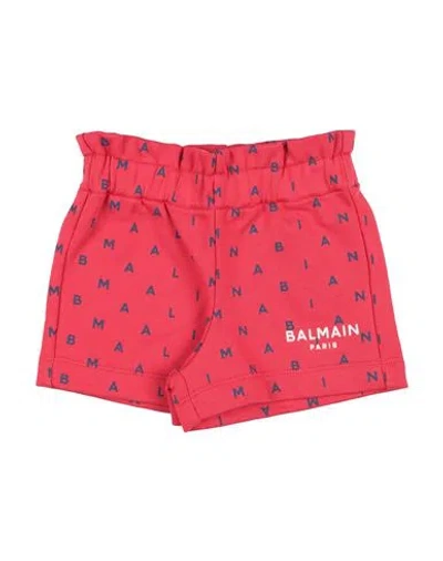 Balmain Babies'  Newborn Girl Shorts & Bermuda Shorts Red Size 3 Cotton In Pink
