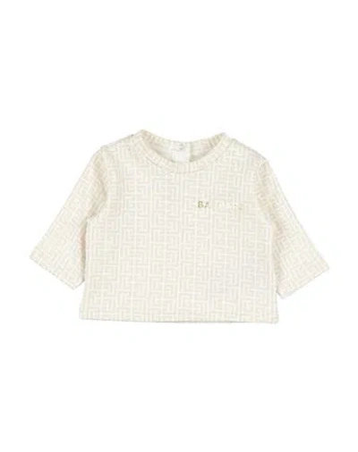 Balmain Babies'  Newborn Girl Sweatshirt Ivory Size 1 Cotton In White