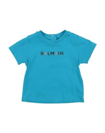 Balmain Babies'  Newborn T-shirt Azure Size 3 Cotton In Blue