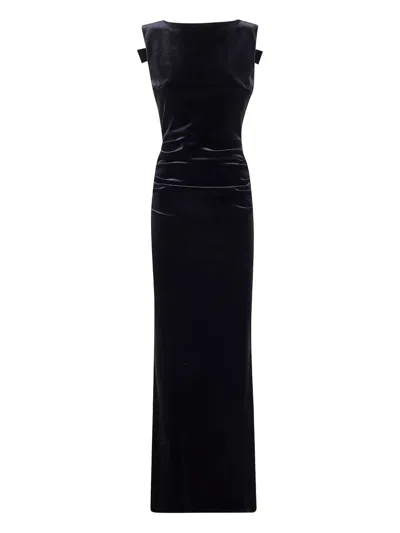Balmain "nima Rc" Velvet Jersey Long Dress