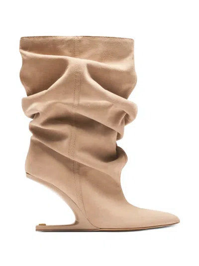 Balmain No Wedge Suede Ankle Boots In Neutral