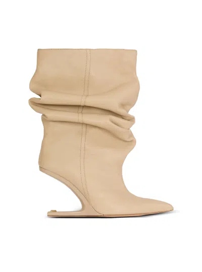 Balmain No Wedge Smooth Leather Ankle Boots In Brown