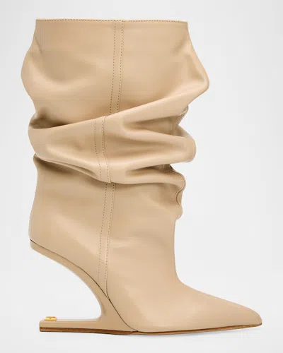 Balmain No Wedge Smooth Leather Ankle Boots In Neutral