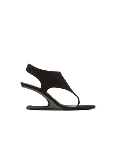 Balmain No Wedge Suede Sandals In Black