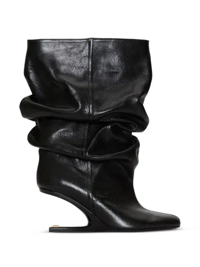 Balmain No Wedge Textured Leather Ankle Boots In Multi