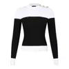Balmain Ribbed Texture Crew Neck Sweater In Black
