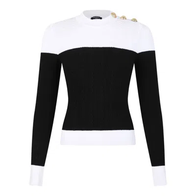 BALMAIN BALMAIN NOIR BLANC VISCOSE TOP