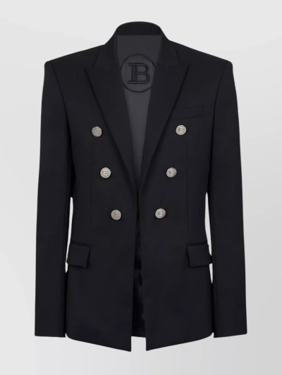 Balmain Notch Lapel Tailored Blazer In Black