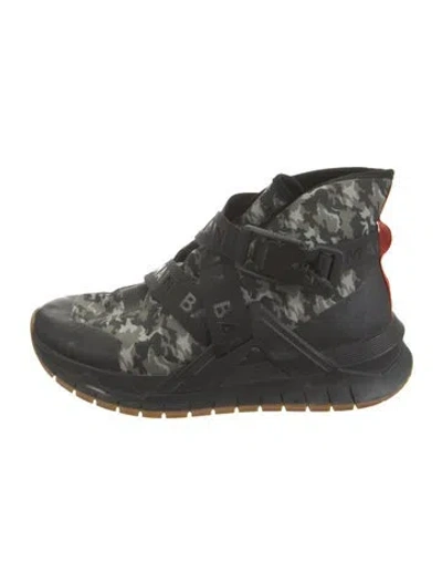 Pre-owned Balmain Nylon Camouflage Print Chunky Sneakers In Green