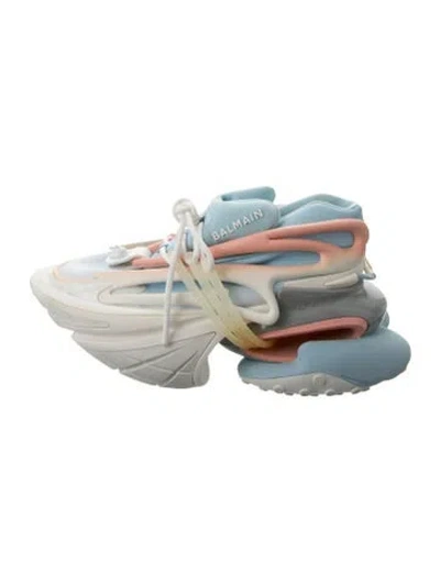 Pre-owned Balmain Nylon Colorblock Pattern Chunky Sneakers In Blue
