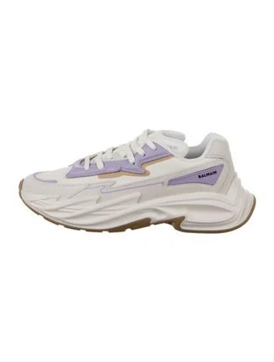 Pre-owned Balmain Nylon Colorblock Pattern Chunky Sneakers In Neutral