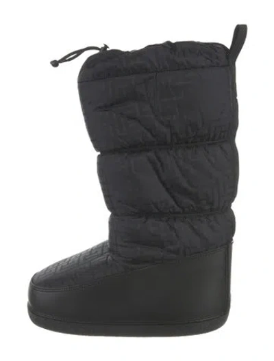 Pre-owned Balmain Nylon Graphic Print Snow Boots In Black
