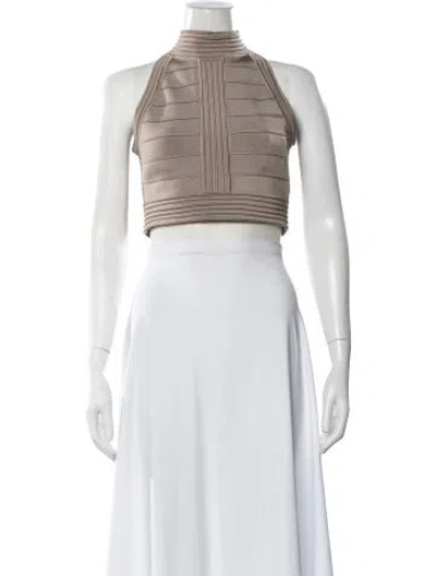 Pre-owned Balmain Nylon Halterneck Crop Top In Pink
