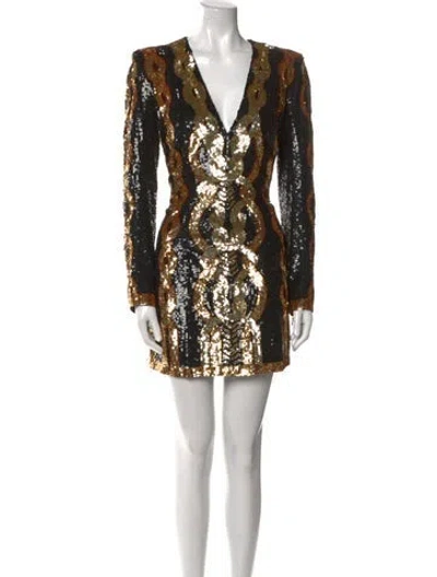 Pre-owned Balmain Nylon Mini Dress In Black