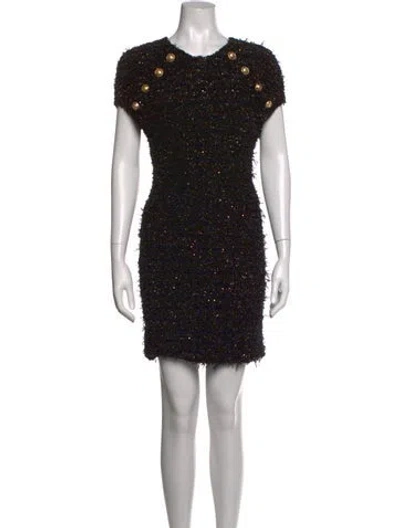 Pre-owned Balmain Nylon Mini Dress W/ Tags In Black