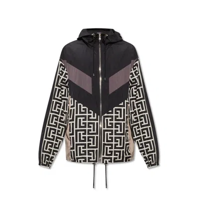 Balmain Nylon Monogram Jacket Men In Black