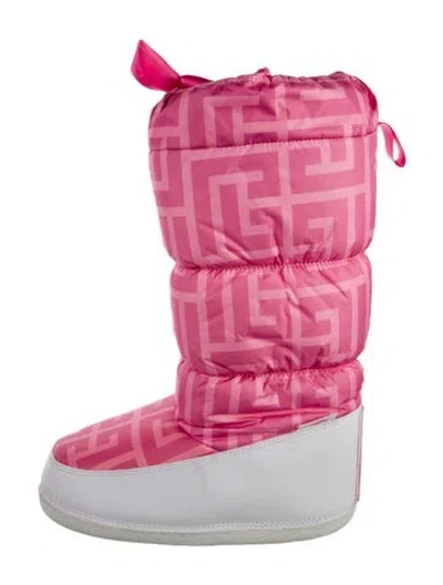 Pre-owned Balmain Nylon Printed Boots In Pink