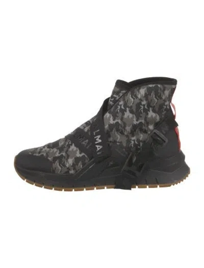 Pre-owned Balmain Nylon Printed Sneakers In Black