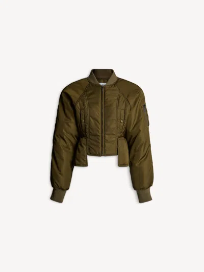 Balmain Nylon Signature Bomber Jacket In Blue