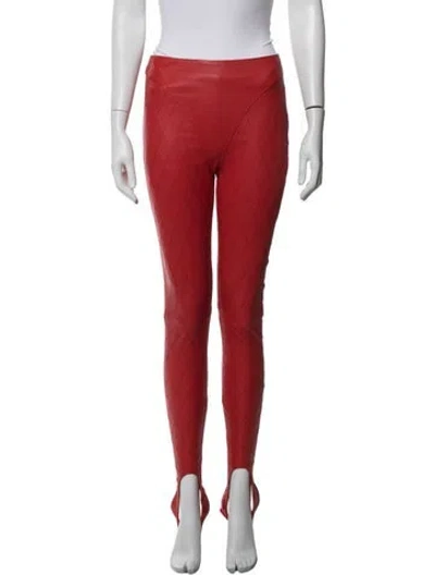 Pre-owned Balmain Nylon Skinny Leg Pants In Red