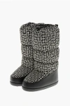Balmain Nylon Snow Boots With All-over Monogram In Black