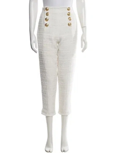 Pre-owned Balmain Nylon Straight Leg Pants In Metallic/white