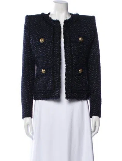 Pre-owned Balmain Nylon Tweed Pattern Evening Jacket In Blue