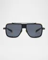 Balmain O. R. Aviator Acetate Sunglasses In Blk Gld