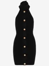Balmain Black Dress With Pointed Collar And Logo Buttons On The Front In Wool Woman In Black