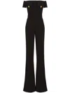 Balmain Off-shoulder Flared Crepe Jumpsuit In Black