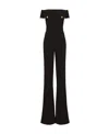 Balmain Off-shoulder Flared Crepe Jumpsuit In Black