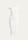 Balmain White Knit Dress With Double Straps In White