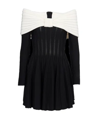 BALMAIN BALMAIN OFF-THE-SHOULDER SKATER DRESS