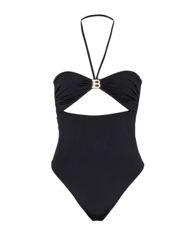 Balmain One-piece Swimsuit With Cut-out In Black